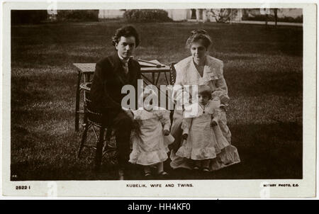 Jan Kubelik, tschechischer Musiker mit Frau und Zwillingstochter Stockfoto