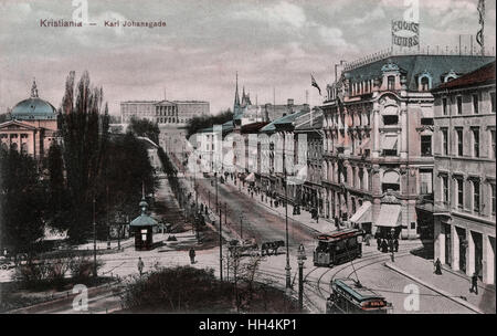 Blick auf Karl Johansgade, Oslo, Norwegen Stockfoto