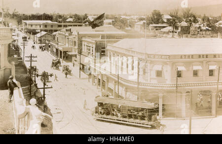 Blick aus der Vogelperspektive auf King Street, Kingston, Jamaika, West Indies Stockfoto