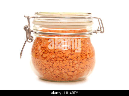 rote Lentals in einem Glas-Studio-Ausschnitt Stockfoto