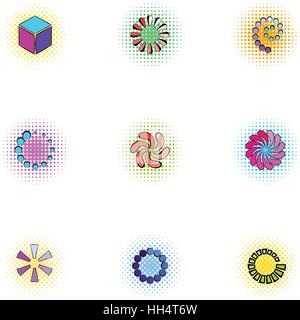 Laden und warten Icons Set, Pop-Art Stil Stock Vektor
