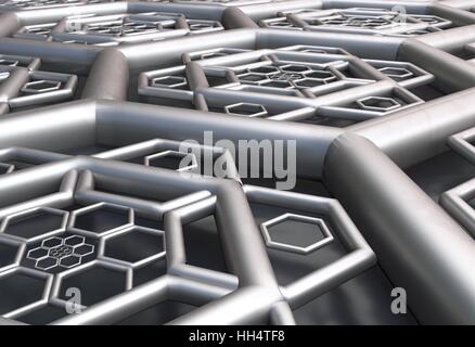sechseckige abstrakten Hintergrund Perspektive 3d illustration Stockfoto