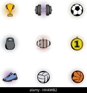 Sport Symbole Unterhaltungsausstattung, Pop-Art Stil Stock Vektor