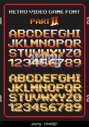 Retro-Videospiel Schriftart 2 Stock Vektor