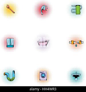 WC Symbole Set, Pop-Art Stil Stock Vektor