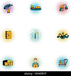 Kraftstoff-Symbole-Set, Pop-Art Stil Stock Vektor