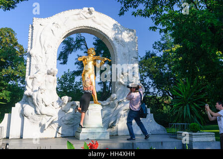 Wien, Wien: Stadtpark; Denkmal von Johann Strauß (Sohn), 01. Old Town, Wien, Österreich Stockfoto