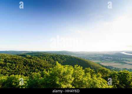 St. Andrä-Wördern: Blick vom Aussichtsturm Tempelbergwarte in Altenberg zum Wienerwald und Tullnerfeld, Donau, Wienerwald, Wienerwald, Niederöster Stockfoto