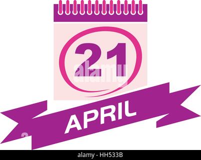 21 April Kalender mit Band Stock Vektor