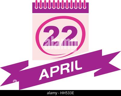 22 April Kalender mit Band Stock Vektor
