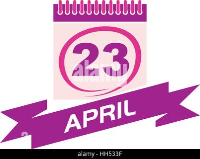 23 April Kalender mit Band Stock Vektor