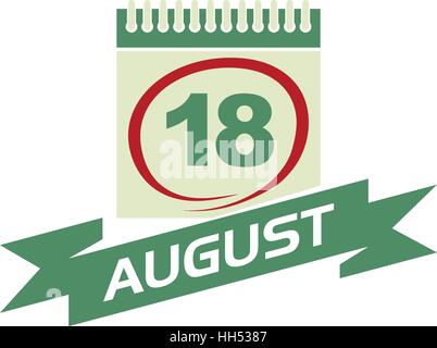 18 August Kalender mit Band Stock Vektor