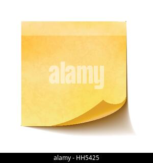 Realistische gelbe Haftnotiz auf weißem Hintergrund Stock Vektor