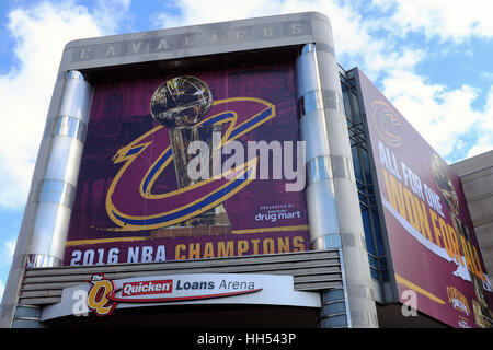 Das beschleunigt Darlehen Arena, der Heimat von den NBA-Champion Cleveland Cavaliers, in Downtown Cleveland, Ohio, Vereinigte Staaten von Amerika. Stockfoto