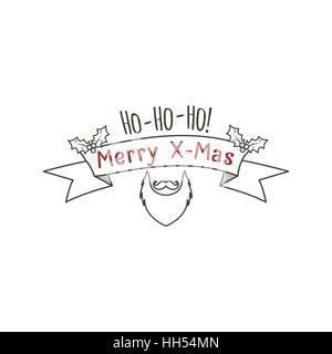 Hipster Weihnachten Aufkleber, Abzeichen, Logo-Set. Monochrom und Farbe. Ungewöhnliche Neujahr Winter Konzept mit Santa Bart, ho ho ho zu unterzeichnen. Vektor-Illustration. Stock Vektor