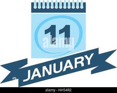 11 Januar Kalender mit Band Stock Vektor