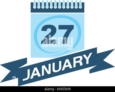 27 Januar Kalender mit Band Stock Vektor