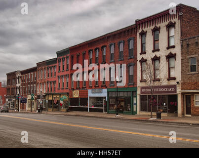 Waterloo, New York, USA. 15. Januar 2017. Blick auf die Innenstadt von Waterloo, New York. Foto von einer öffentlichen Straße Stockfoto