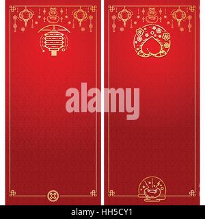 Vektor-Illustration von Chinese New Year Greeting Card modernen linearen Stil. Stock Vektor