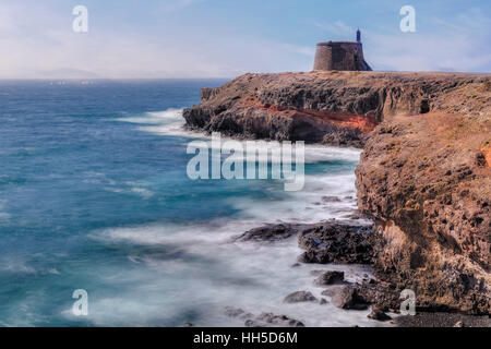 Castillo de Las Coloradas, Playa Blanca, Lanzarote, Kanarische Inseln, Spanien Stockfoto