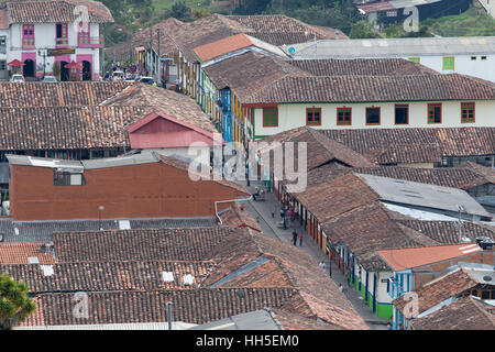 Luftaufnahme von Dach des Salento Kolumbien Stockfoto