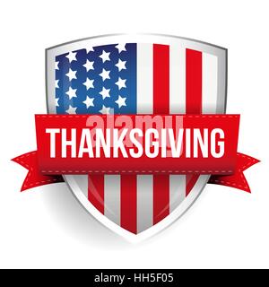 Thanksgiving auf USA Flagge Schild Stock Vektor