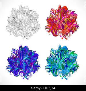 Ethnische floral Zentangle, Doodle Hintergrund Muster Kreis in Vektor. Henna paisley Mehndi doodles Design tribal-Design-Element. Stock Vektor