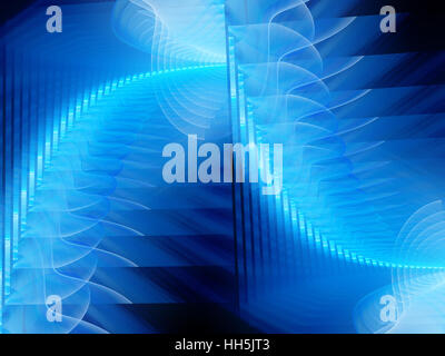 Blau leuchtende Technologie Oberflächen Fraktale, generiert Computer abstrakten Hintergrund. 3D render Stockfoto