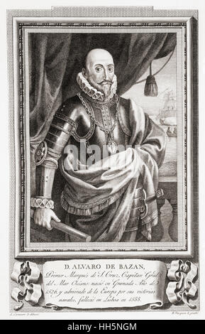 Álvaro de Bazán, 1. Marquis von Santa Cruz de Mudela, 1526 – 1588. Spanische Admiral.  Nach einer Radierung in Retratos de Los Españoles Ilustres veröffentlicht Madrid, 1791 Stockfoto