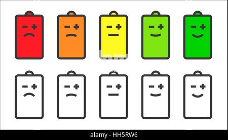 Batterie-Indikator-Smiley-Symbole Stock Vektor