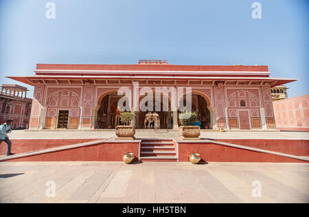 Chandra Mahal Museum, Stadtschloss am Rosa Stadt Jaipur, Rajasthan, Indien. Stockfoto