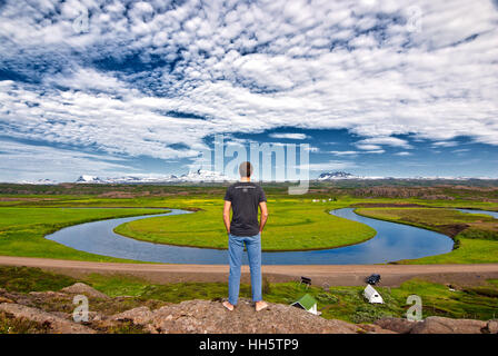 Mäandernden Fluss Isländisch Stockfoto