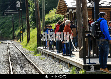 Straßenbahn auf den Mont Blanc von Saint Gervais im Sommer Stockfoto