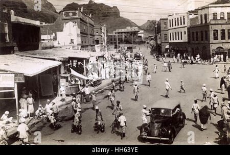 Maidan Square und Main Street, Krater (Kraytar), Aden, WW2 Stockfoto