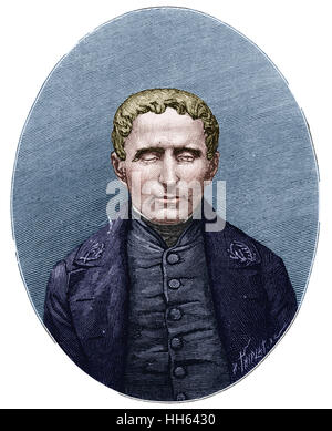 Louis Braille (1809-1852) - französischer Erfinder des Systems angehoben-Punkt schreiben für Blinde. Stockfoto