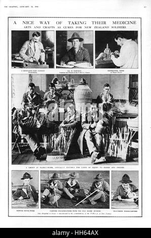 Kunst und Handwerk als Heilmittel für neuseeländische Soldaten, 1. Weltkrieg Stockfoto