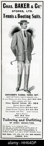 Werbung für Cass. Baker & Co's Männer Bootsanzug 1906 Stockfoto