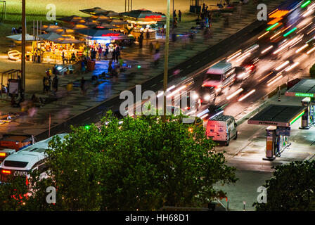 Nacht-Verkehr, Copacabana, Rio De Janeiro, Brasilien Stockfoto