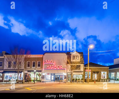 Sag Harbor Kino und anderen Geschäften auf der Main Street Sag Harbor, New York Stockfoto