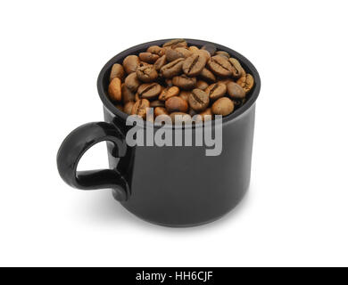 Kaffeebohnen in Schale isoliert Stockfoto