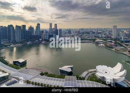 Singapore Marina Bay und Central Business District Luftbild Stockfoto