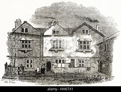 Reste der Klostergebäude in Bermondsey Abtei London England UK. Viktorianische Holzschnitt ca. 1845 Stockfoto