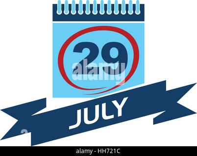 29 Juli-Kalender mit Band Stock Vektor