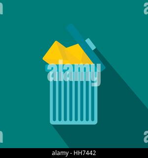 Papierkorb-Symbol mit Umschlägen Symbol, flachen Stil Stock Vektor