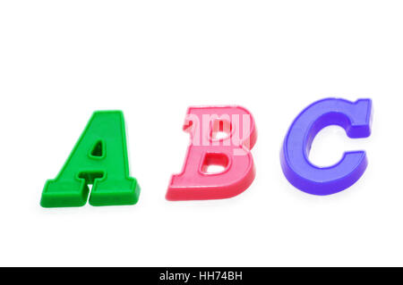 Drei Buchstaben "ABC" isoliert auf dem weißen Stockfoto