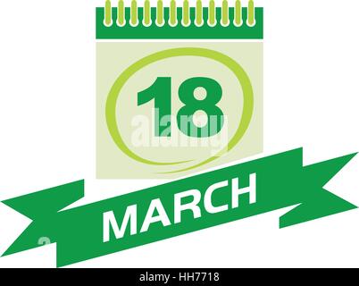 18 März Kalender mit Band Stock Vektor