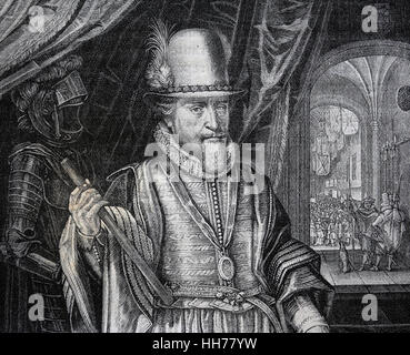 Maurice, Prinz von Oranien (1567-1625). Statthalter aller Provinzen von holländische Republik. Kupferstich, 1882. Farbe. Stockfoto