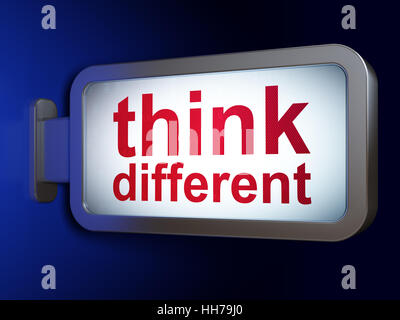 Studium Konzept: Think Different auf Billboard-Hintergrund Stockfoto