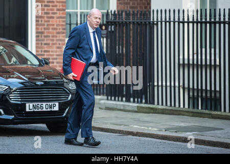 London, UK. 17. Januar 2017. Damian Green MP, Secretary Of State for Work and Pensions, kommt für eine Kabinettssitzung in 10 Downing Street vor Premierminister Theresa May Wahrzeichen Erklärung auf den Austritt. Bildnachweis: Mark Kerrison/Alamy Live-Nachrichten Stockfoto