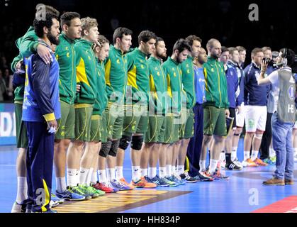 Nantes, Frankreich. 17. Januar 2017. Team von Brasilien während der Norwegen gegen Brasilien Herren Handball Meisterschaft match in Nantes. Bildnachweis: Laurent Lairys/Agence Locevaphotos/Alamy Live-Nachrichten Stockfoto